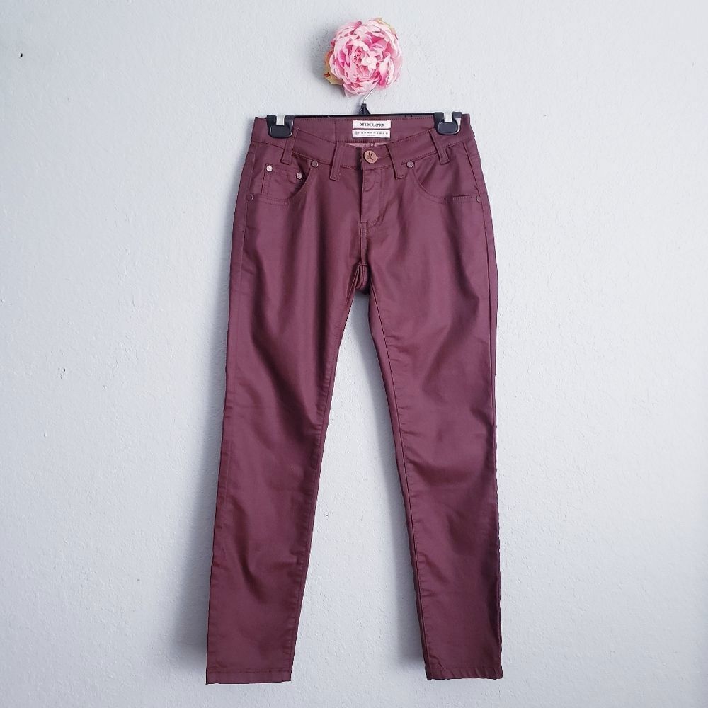 One‎ Teaspoon Freebird II Low Waist Short Rise Fitted Leg Plum Coated Jeans